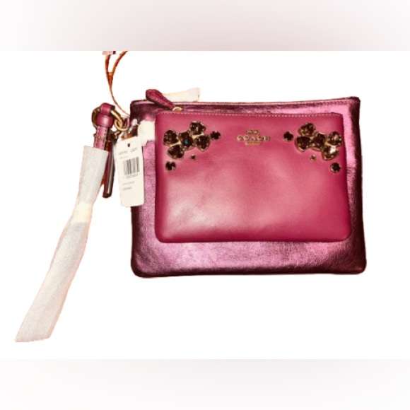 💌 NWT* 2 COACH Wristlet & Pouch Leather VIP Jeweled Bundle Set of 2 - Picture 7 of 16